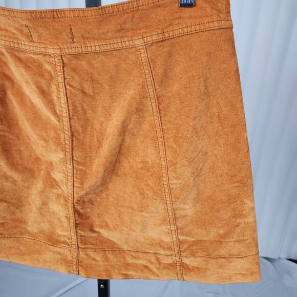 Madewell Velveteen A-Line Mini Skirt Button-Front Golden Pecan Women's Size 10 - Picture 9 of 13